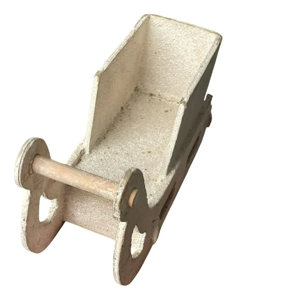 Vintage Christmas Putz Sleigh Cardboard Mica White Santa Sled Antique READ